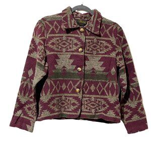 VTG David Paul New York Womens Small Tribal Print Button-Up Jacket Made In USA